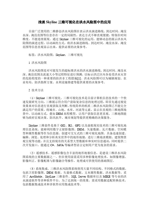 浅淡Skyline三维可视化在洪水风险图中的应用