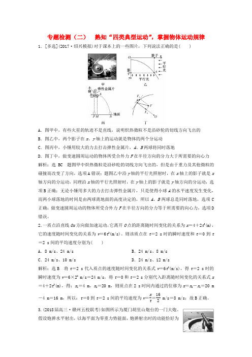 2018版高考物理二轮复习第一板块力学选择题锁定9大命题区间第2讲熟知“四类典型运动”掌握物体运动规律专题