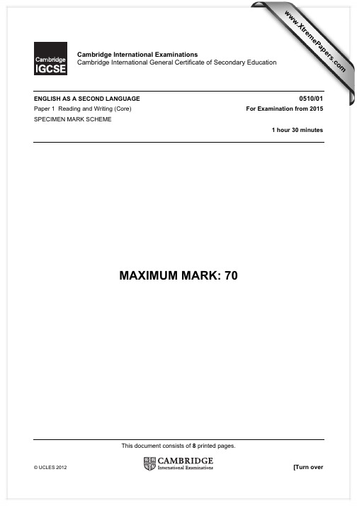 IGCSE ESL P1 答案