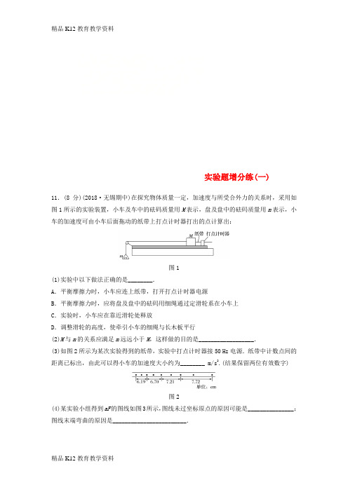 【配套K12】[学习](江苏专用)2019高考物理总复习 优编题型增分练：实验题增分练(一)