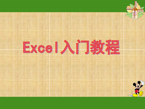 EXCEL入门基础教程(完整版)ppt课件