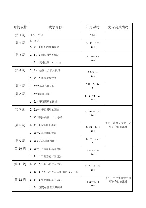 教学进度表模板