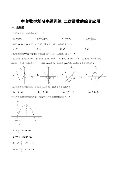 中考数学复习专题训练 二次函数的综合应用(含解析)