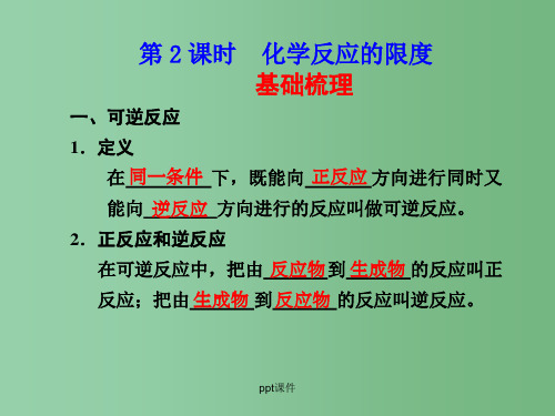 高一化学 第二章第二节第2课时《化学反应的限度》 鲁科版必修2