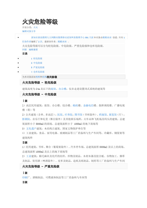 火灾危险等级
