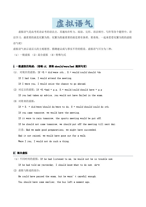 高中英语狂K语法——句法篇：七、虚拟语气 Word版含解析