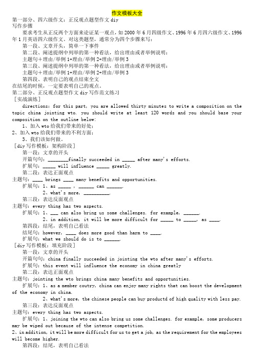 大学英语六级作文万能模板大全(最全面总结)