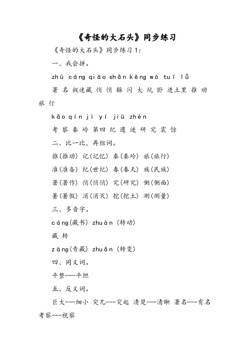 《奇怪的大石头》同步练习-文档资料