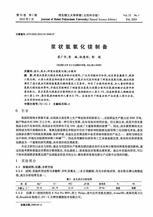 浆状氢氧化镁制备