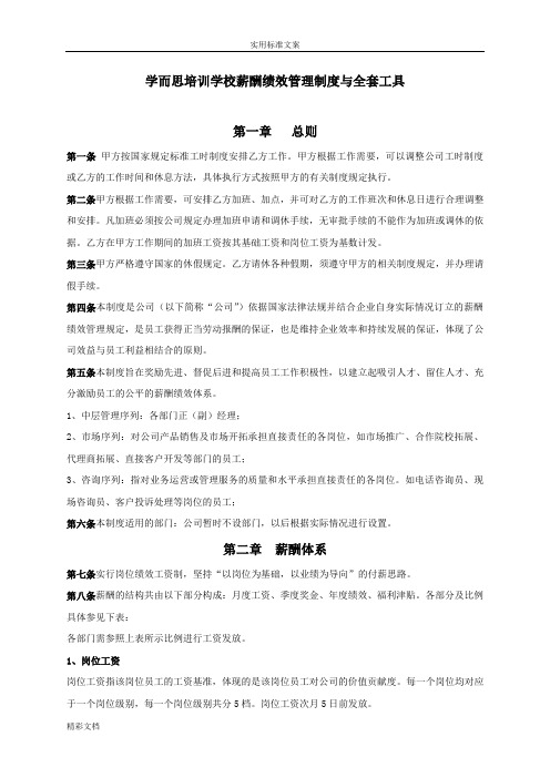 学而思薪酬绩效管理规章制度与全套工具