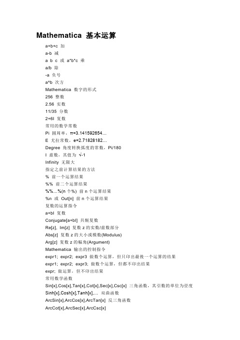 Mathematica 基本运算