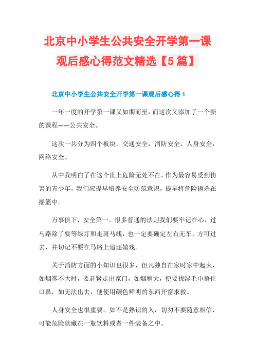 北京中小学生公共安全开学第一课观后感心得范文精选【5篇】