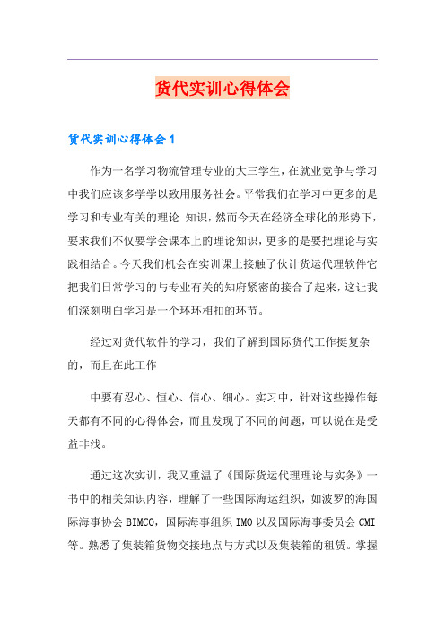 货代实训心得体会