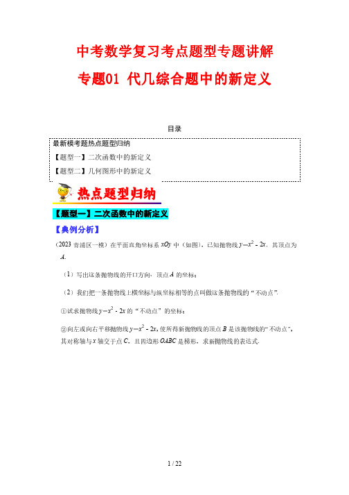 中考数学复习考点题型专题讲解01 代几综合题中的新定义