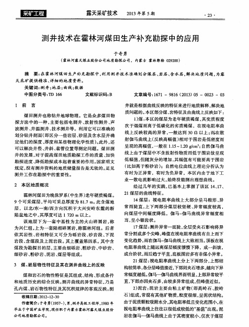 测井技术在霍林河煤田生产补充勘探中的应用