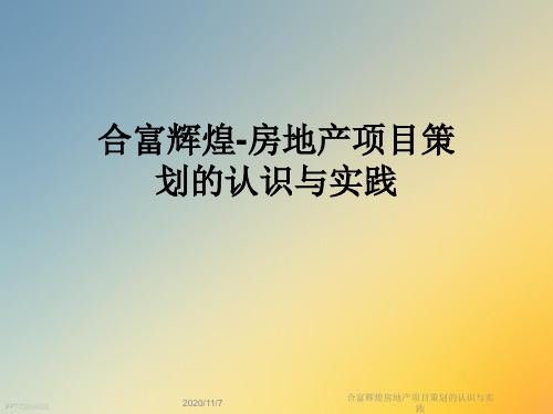 合富辉煌房地产项目策划的认识与实践