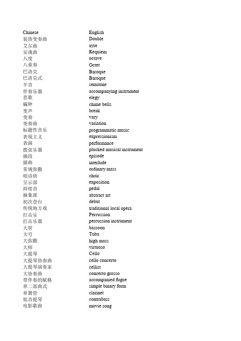 音乐专业英汉术语