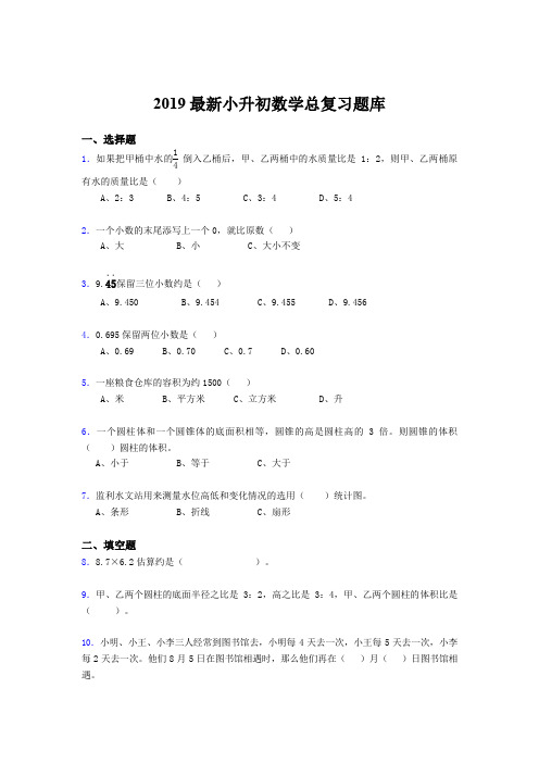 2019最新小升初数学总复习题库np