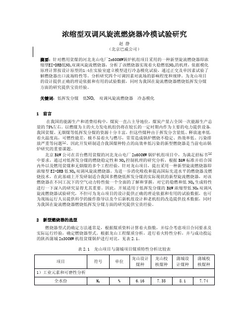 浓缩型双调风旋流燃烧器