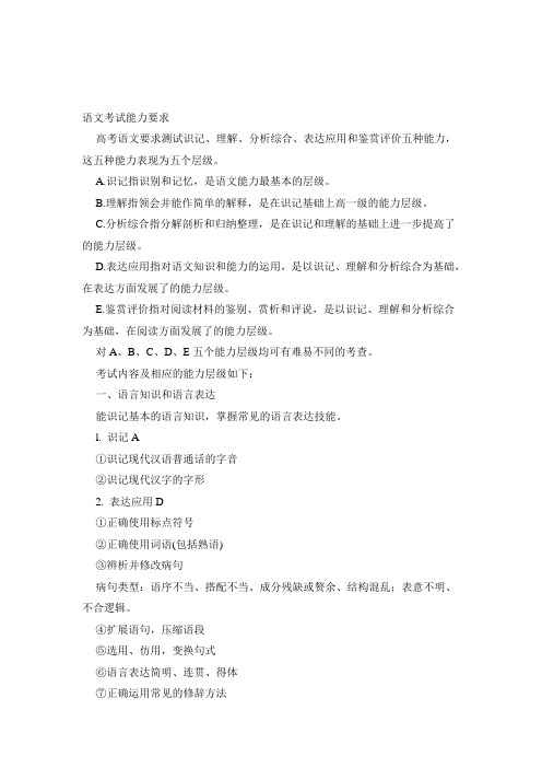 [高考必看]语文考试能力要求