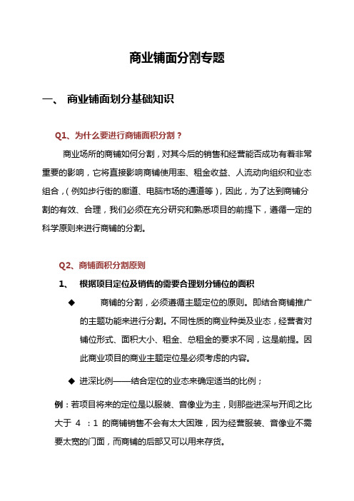 商业铺面划分