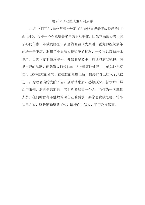 警示片《双面人生》观后感