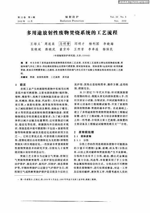 多用途放射性废物焚烧系统的工艺流程