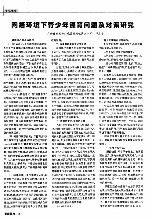 网络环境下青少年德育问题及对策研究