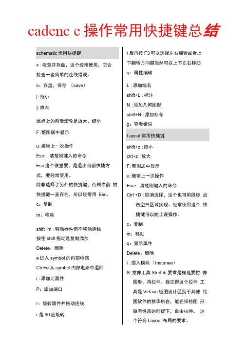 cadence操作常用快捷键总结(精品文档)