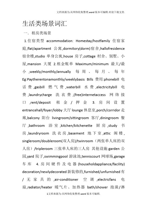 雅思场景词汇