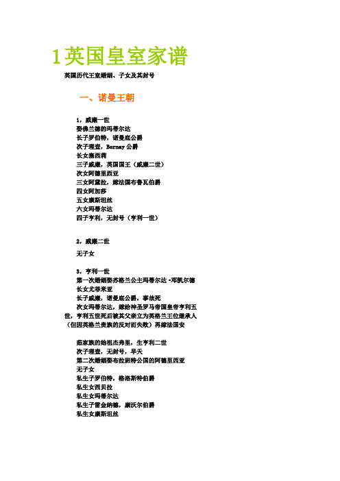英国皇室家谱