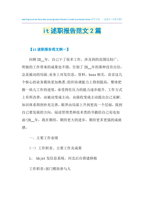 2021年it述职报告范文2篇