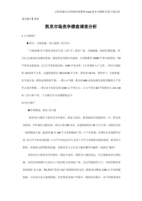 【调查】凯里竞争项目