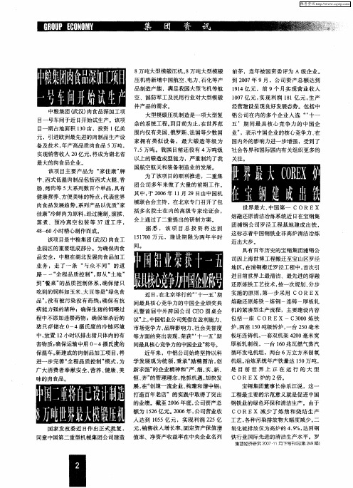 世界最大COREX炉在宝钢建成出铁