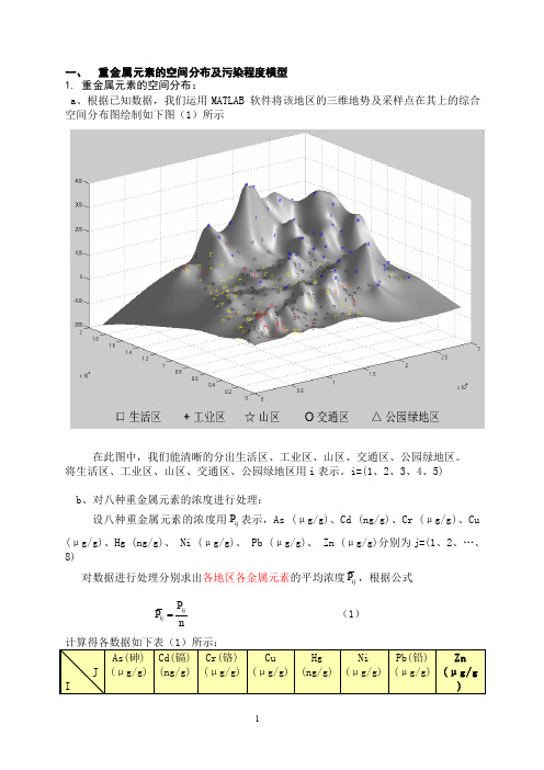 重金属元素的空间分布及污染程度模型