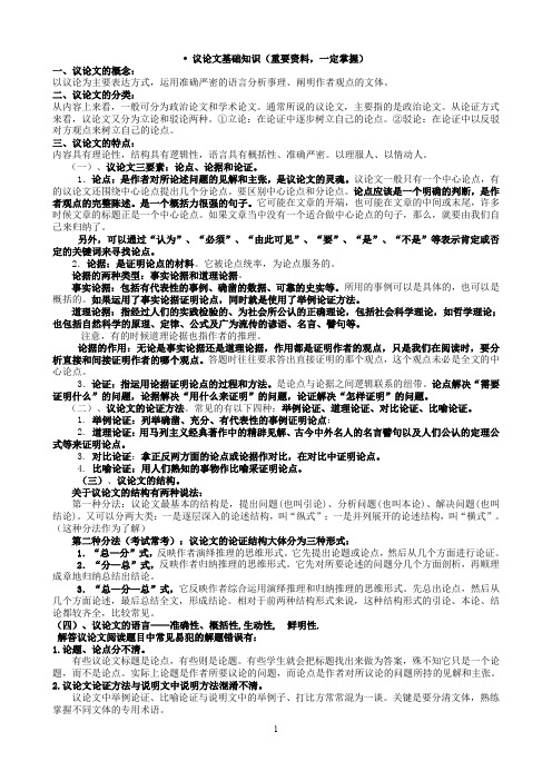 议论文阅读知识要点