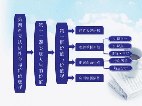 2013学年高中政治 教师用书 4.12.1价值与价值观课件 新人教版必修4
