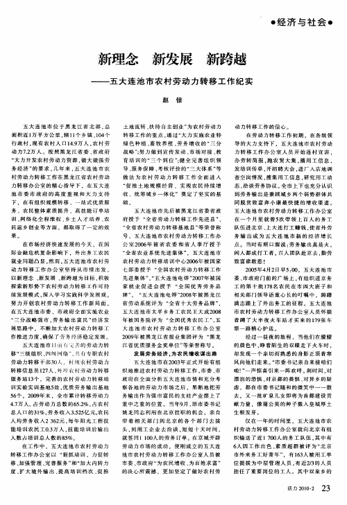 新理念 新发展 新跨越——五大连池市农村劳动力转移工作纪实