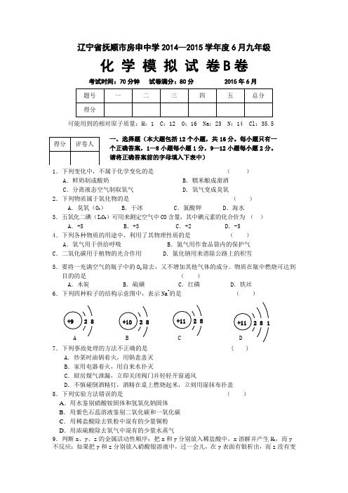 人教版九年级化学下册辽宁省抚顺市房申中学—6月 .docx