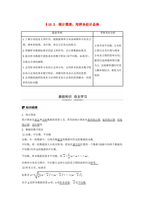 2019届高考数学复习统计与统计案例10.2统计图表数据的数字特征用样本估计总体学案文北师大版