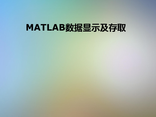 MATLAB数据显示及存取