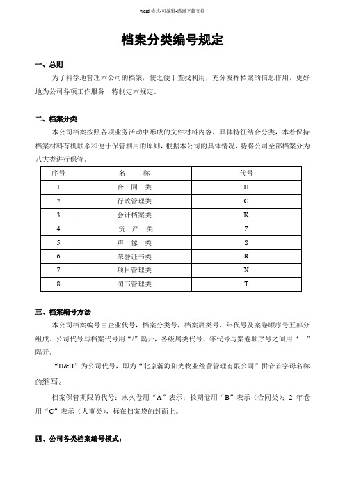 档案分类编号规定