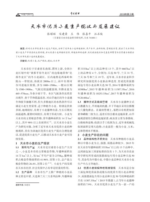 天水市优质小麦生产现状与发展建议