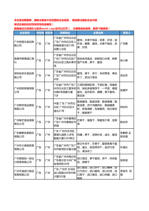 2020新版广东省广州蜜饯果干工商企业公司名录名单黄页大全16家