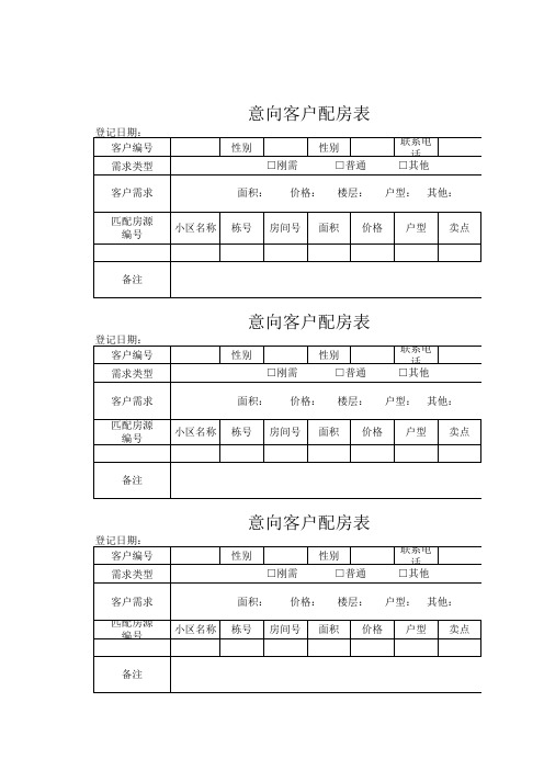 三联意向客户配房表