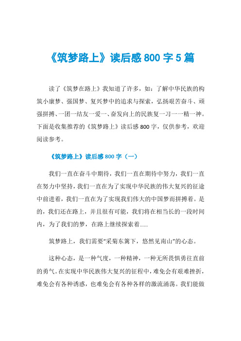 《筑梦路上》读后感800字5篇