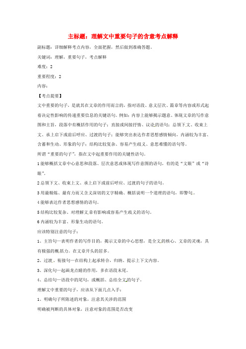 高考语文复习备考策略专题13论述类文本阅读理解文中重要句子的含意