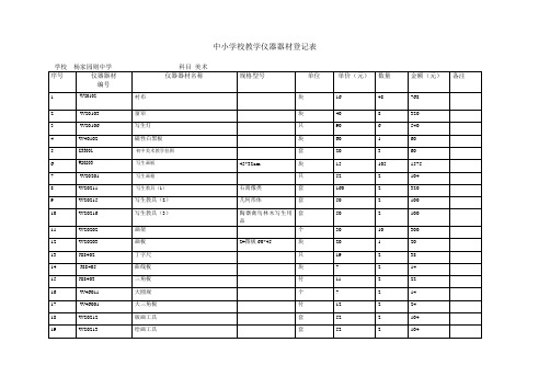 中小学校教学仪器器材登记表--美术