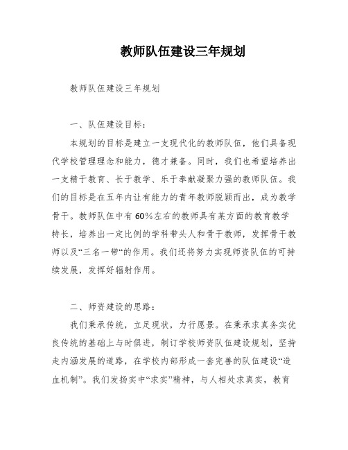 教师队伍建设三年规划