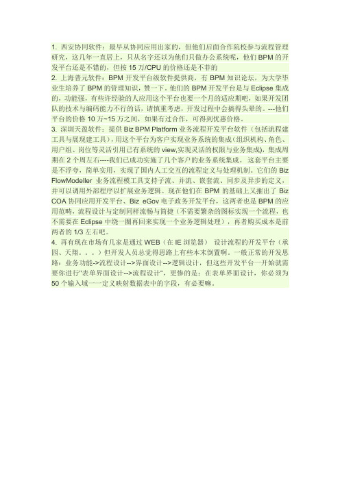 国产厂商BPM产品对比分析
